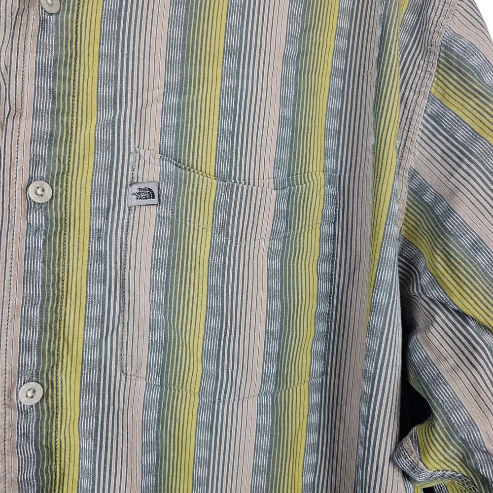 The North Face A5 Series Men's XL Green Striped Long Sleeve Button Up Shirt